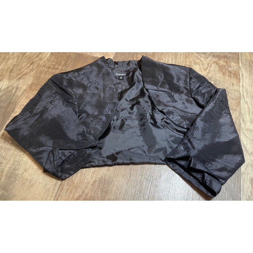 S. L. Fashions Women’s Size 18 Black Cover Up Open Font Long Sleeve